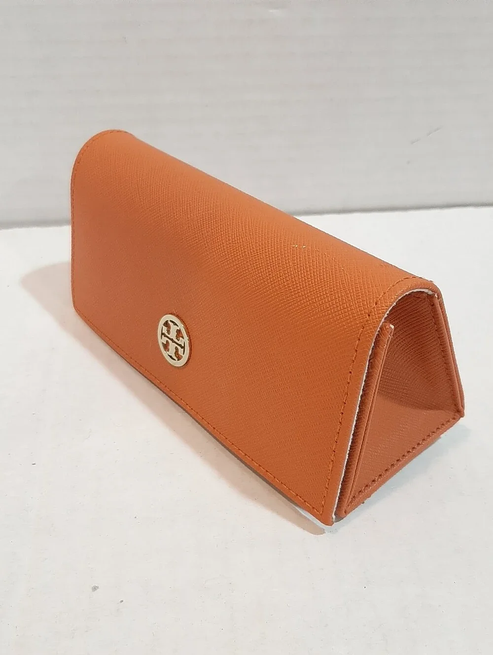 Tory Burch Orange Eyeglasses Case Logo Snap Closure
